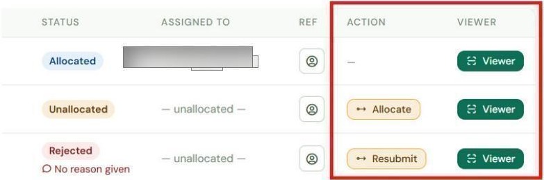 The Action and Viewer columns