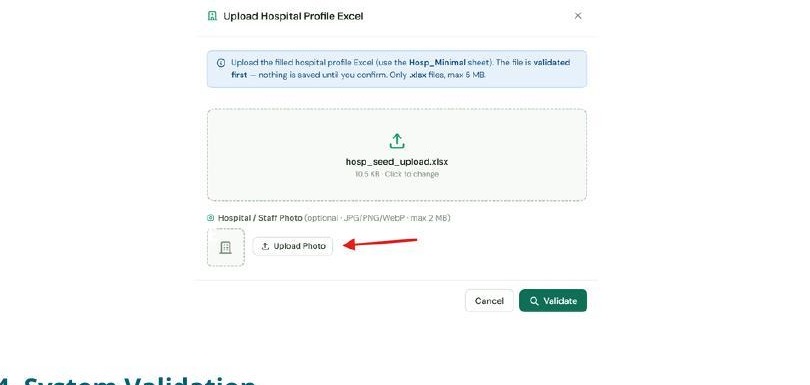 Upload Hospital in the top bar