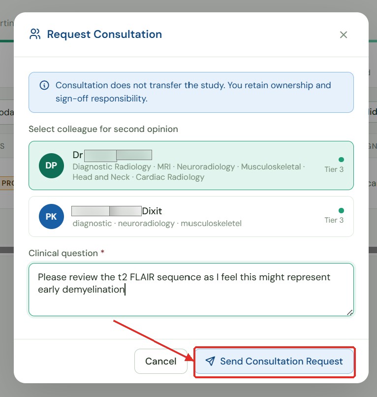 Requesting a peer consultation