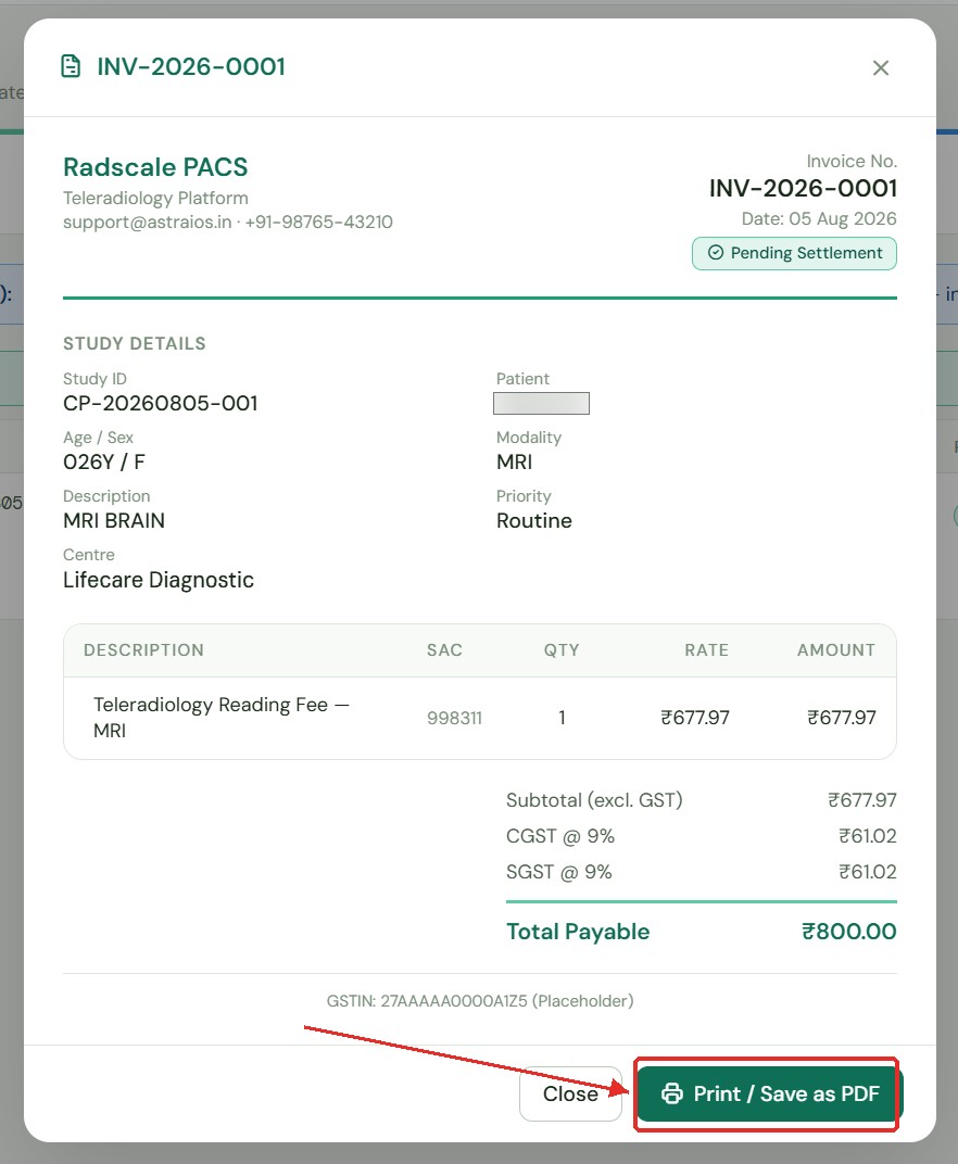 My Invoices list