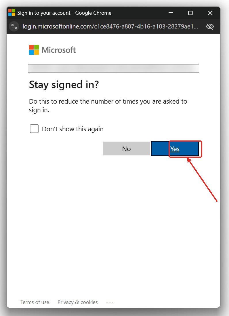 Stay signed in prompt