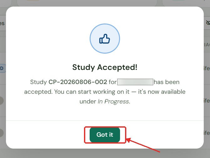 Accept and Reject buttons on the Worklist